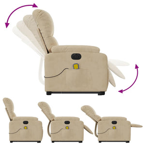 vidaXL Electric Massage Recliner with Lift Assistance Cream Microfiber Fabric