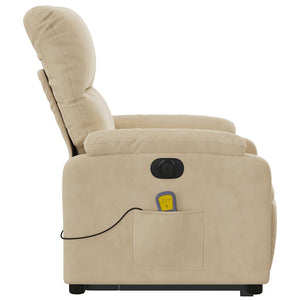 vidaXL Electric Massage Recliner with Lift Assistance Cream Microfiber Fabric