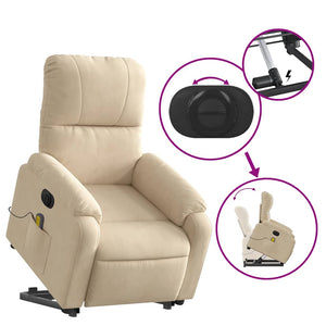 vidaXL Electric Massage Recliner with Lift Assistance Cream Microfiber Fabric