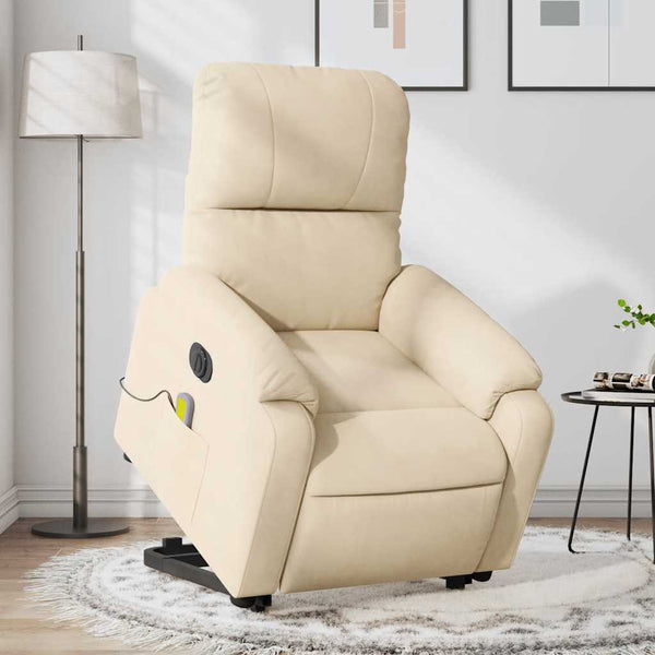 vidaXL Electric Massage Recliner with Lift Assistance Cream Microfiber Fabric