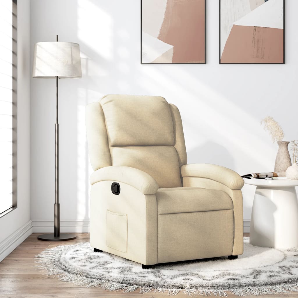 Cremefarbener Relaxsessel mit Stoffbezug