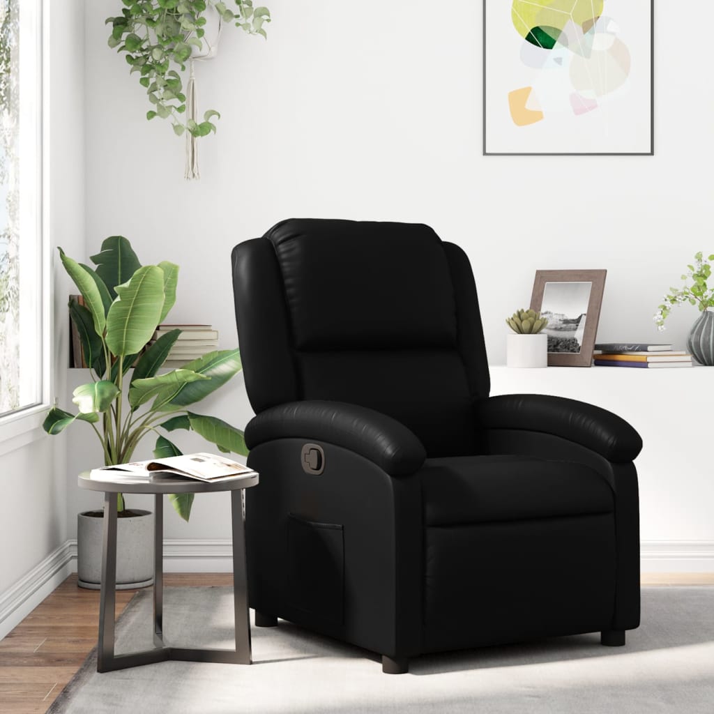 vidaXL Recliner, Faux Leather, Black