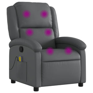 vidaXL Massage Recliner Gray Faux Leather