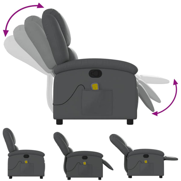 vidaXL Massage Recliner Gray Faux Leather