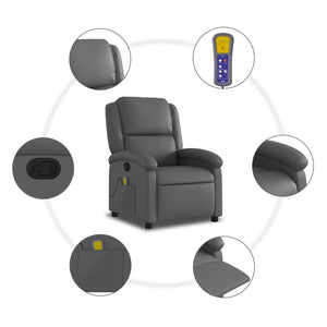 vidaXL Massage Recliner Gray Faux Leather