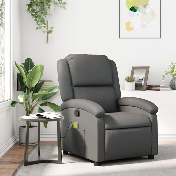 vidaXL Massage Recliner Gray Faux Leather