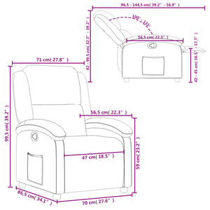 vidaXL Recliner Genuine Leather Black
