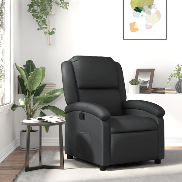 vidaXL Recliner Genuine Leather Black