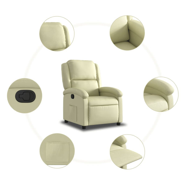 vidaXL Recliner Cream Genuine Leather