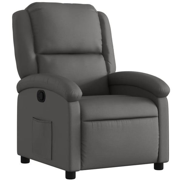 vidaXL Recliner Grey Real Leather