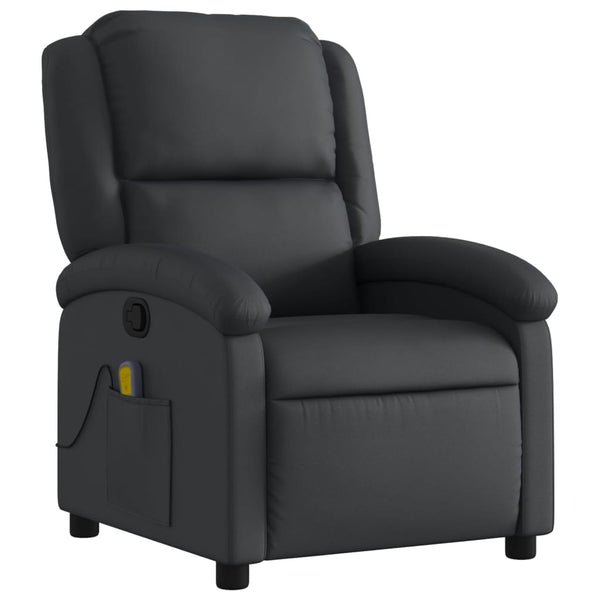 vidaXL Massage Recliner Armchair Genuine Leather Black