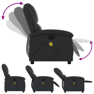 vidaXL Massage Recliner Armchair Genuine Leather Black
