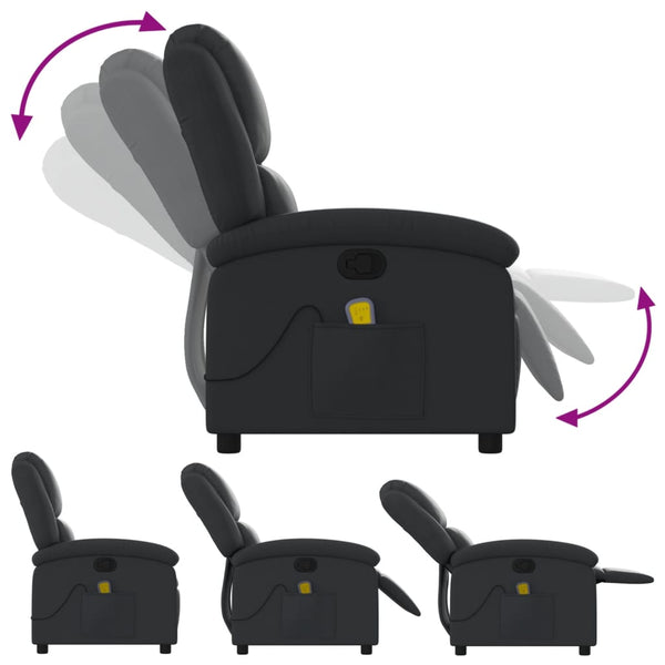 vidaXL Massage Recliner Armchair Genuine Leather Black