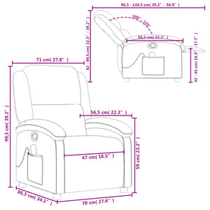 vidaXL Massage Recliner Armchair Genuine Leather Cream