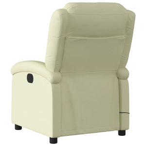 vidaXL Massage Recliner Armchair Genuine Leather Cream