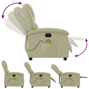 vidaXL Massage Recliner Armchair Genuine Leather Cream