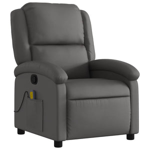 vidaXL Massage Recliner Real Leather Grey
