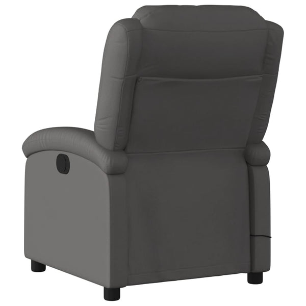vidaXL Massage Recliner Real Leather Grey
