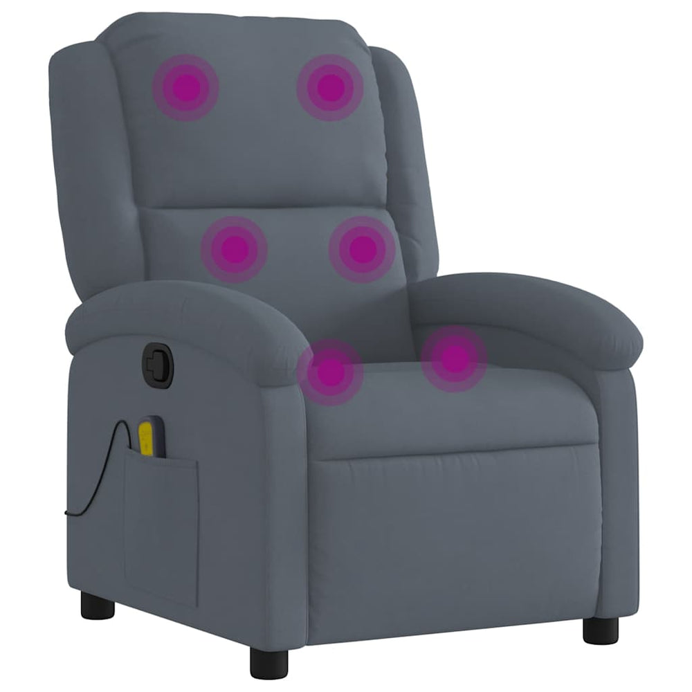 vidaXL Massage Recliner, Dark Grey Velvet