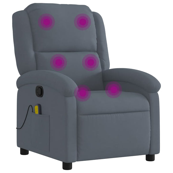 vidaXL Massage Recliner, Dark Grey Velvet