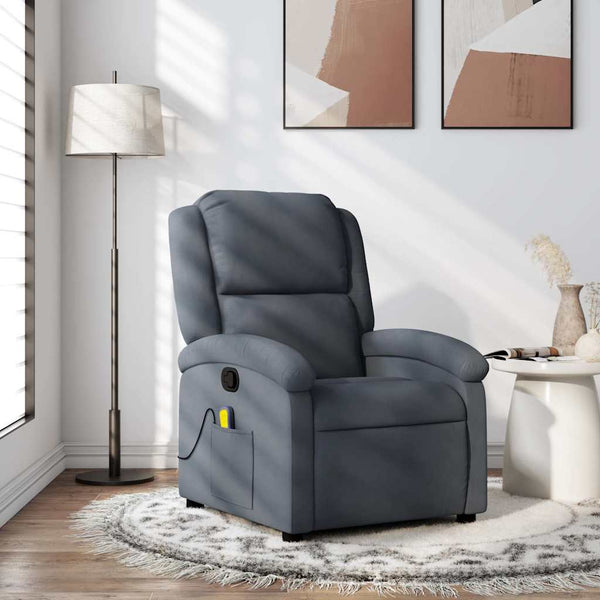 vidaXL Massage Recliner, Dark Grey Velvet