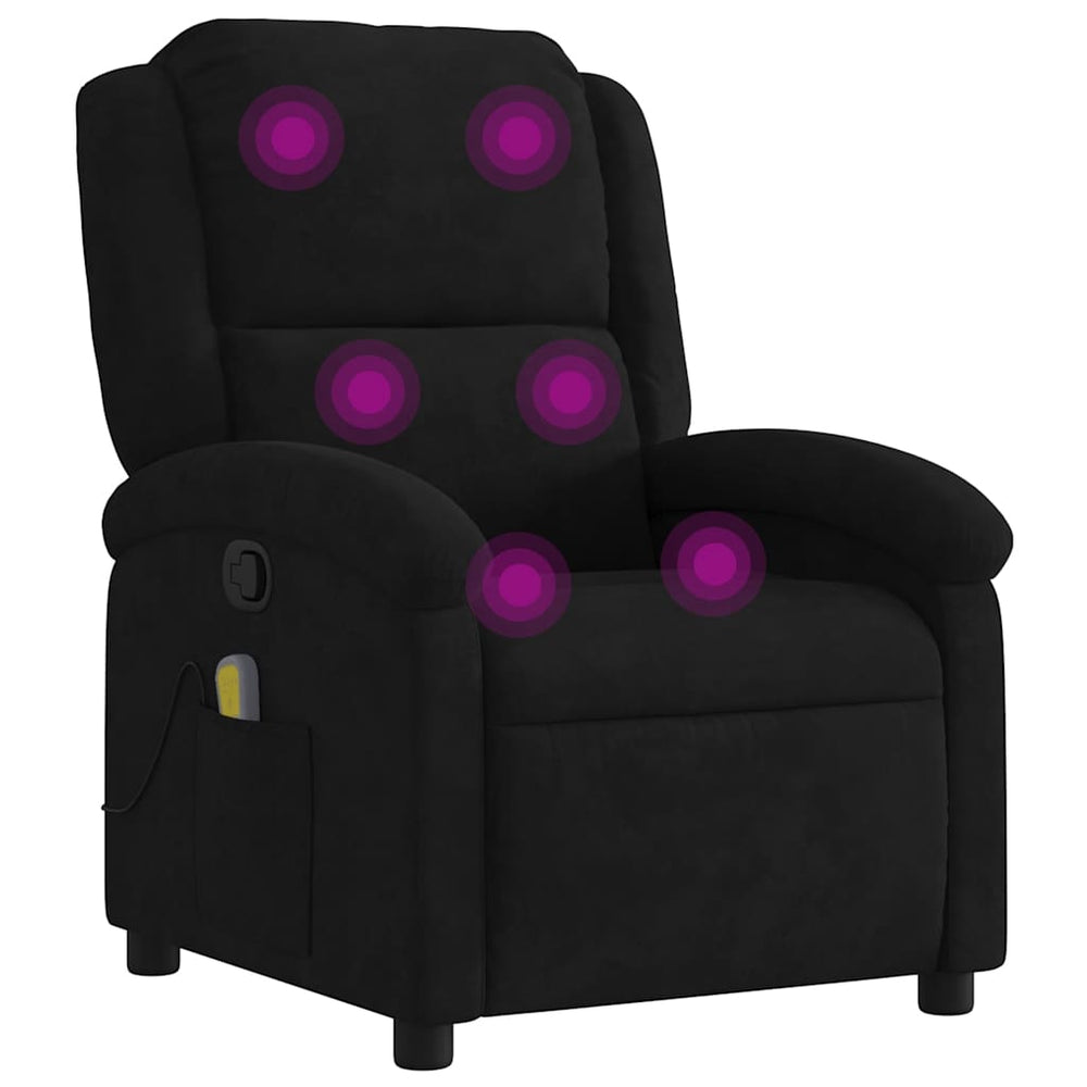 vidaXL Massage Recliner with Remote, Black Velvet