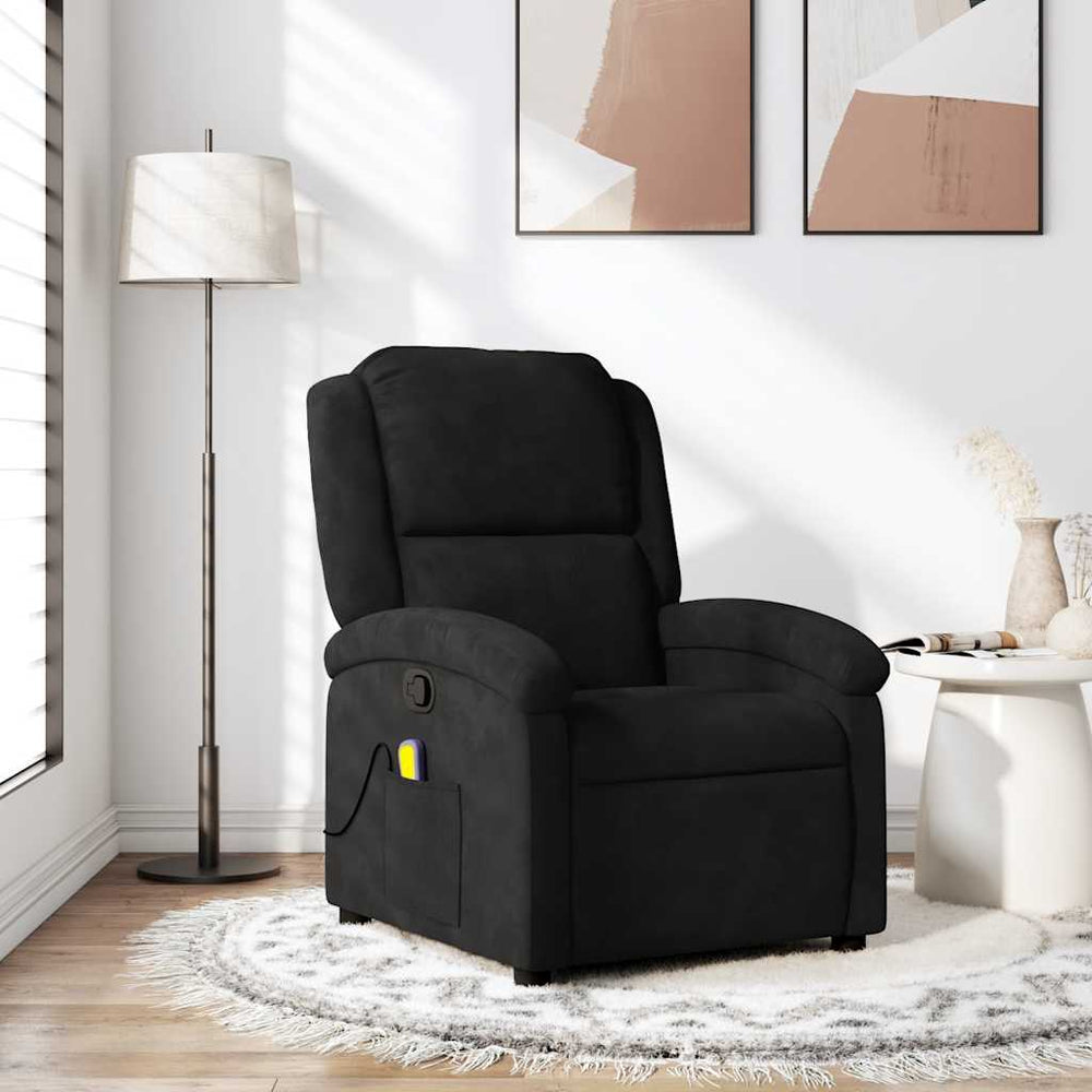 vidaXL Massage Recliner with Remote, Black Velvet