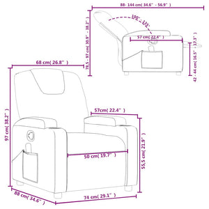 vidaXL Massage Recliner, Fabric, Black