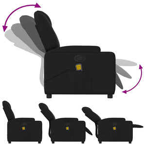 vidaXL Massage Recliner, Fabric, Black