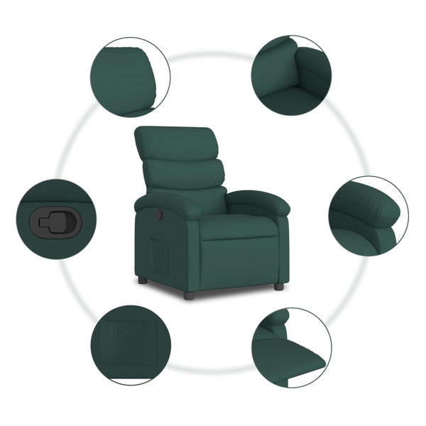vidaXL Recliner, Fabric, Dark Green