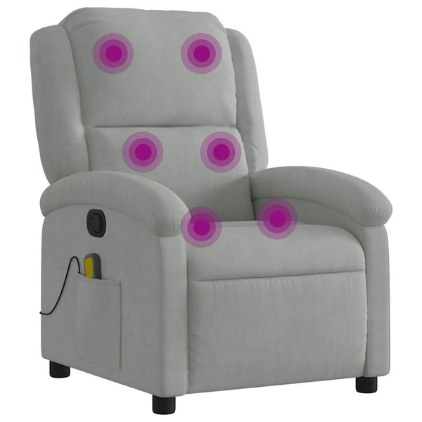 Massage-Relaxsessel hellgrau Samt