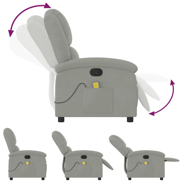 Massage-Relaxsessel hellgrau Samt