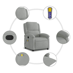 Massage-Relaxsessel hellgrau Samt