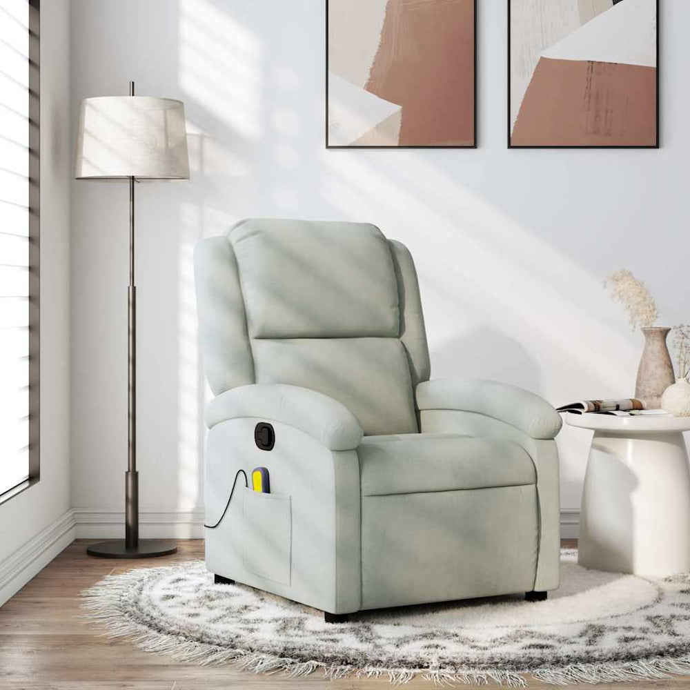 Massage-Relaxsessel hellgrau Samt