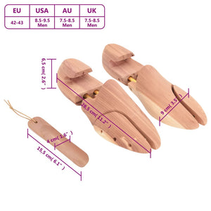 vidaXL Shoe Trees with Shoe Horn EU 42-43 Solid Cedar Wood