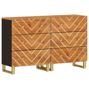 Beistellschränke 2er Set Mangoholz Braun Schwarz