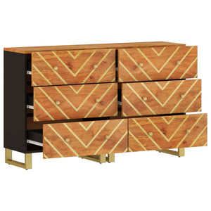 Beistellschränke 2er Set Mangoholz Braun Schwarz