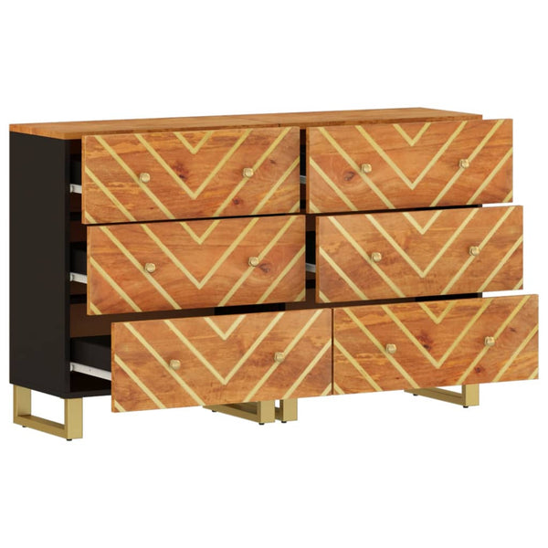 Beistellschränke 2er Set Mangoholz Braun Schwarz