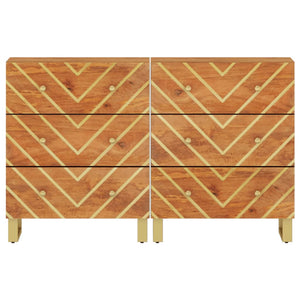 Beistellschränke 2er Set Mangoholz Braun Schwarz
