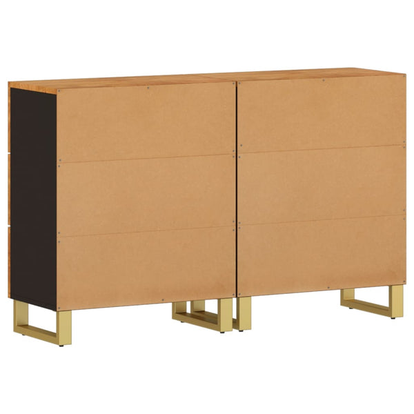 Beistellschränke 2er Set Mangoholz Braun Schwarz