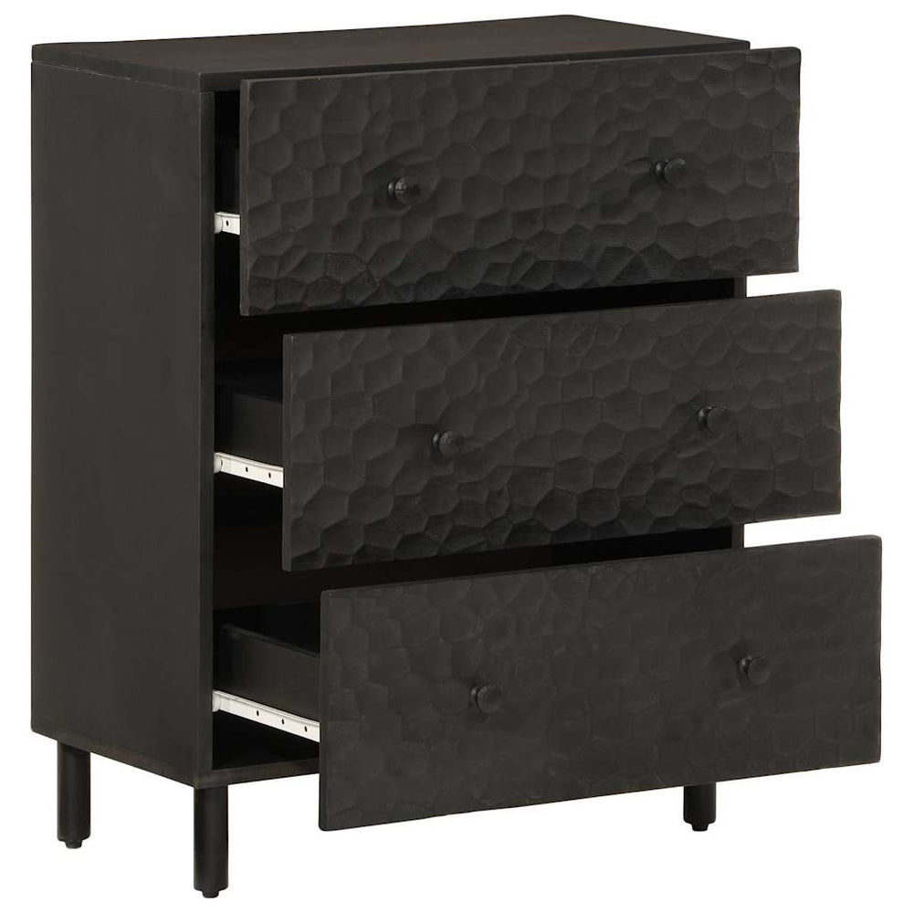 Schwarze Beistellschränke 60x33x75cm Mango Massivholz 2er Set