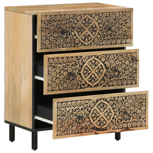 Mango Massivholz Beistellschränke, 3er Set