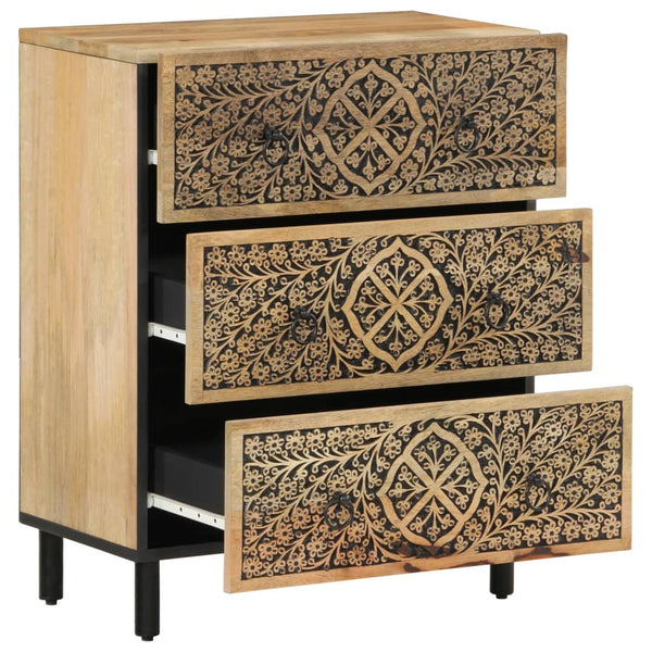 Mango Massivholz Beistellschränke, 3er Set