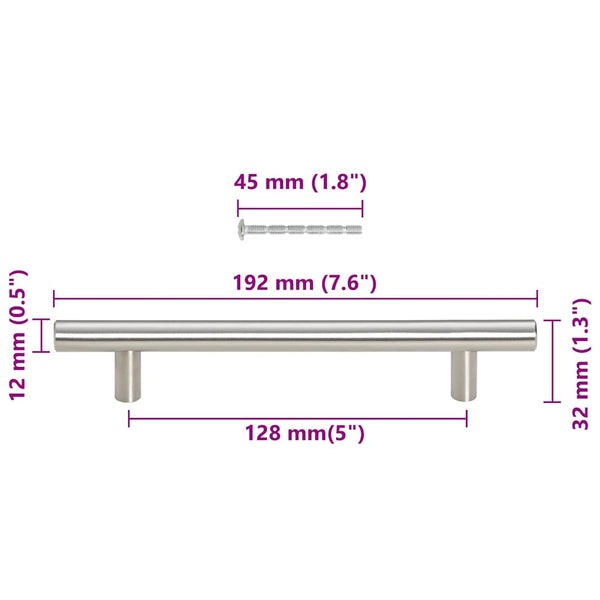 vidaXL Furniture Handles 10 pcs. Silver 128 mm Stainless Steel