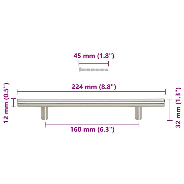 vidaXL Cabinet Handles 10 pcs. Silver 160 mm Stainless Steel