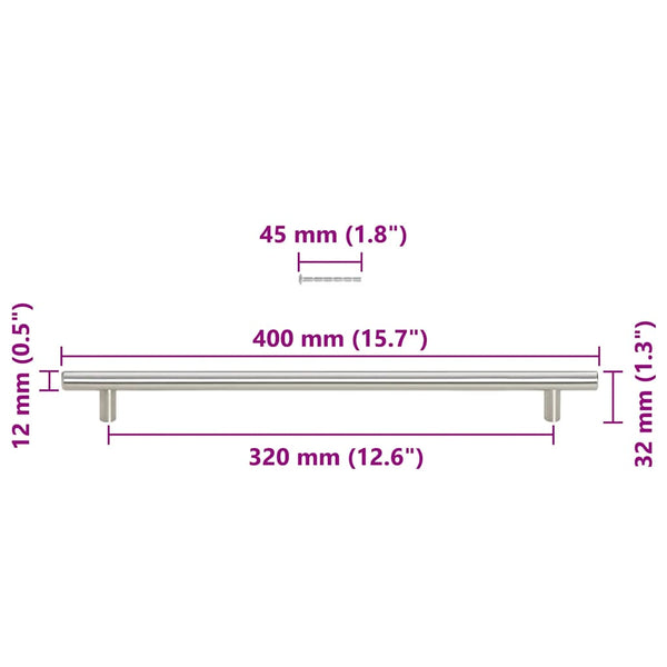 vidaXL Furniture Handles 5 pcs. Silver 320 mm Stainless Steel