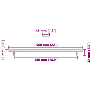 vidaXL Furniture Handles 5 pcs. Silver 480 mm Stainless Steel