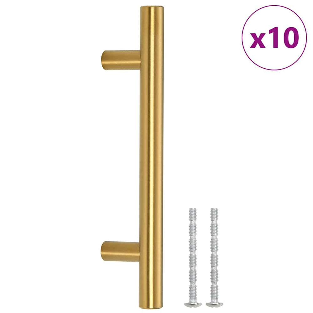 vidaXL Furniture Handles 10 pcs. Golden 96 mm Stainless Steel