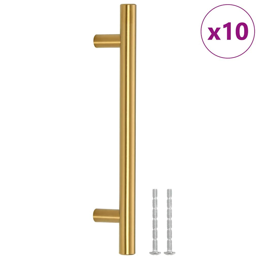 vidaXL Furniture Handles 10 pcs. Golden 128 mm Stainless Steel