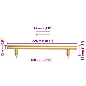 vidaXL Furniture Handles 10 pcs. Gold 160 mm Stainless Steel